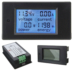 AMP-VOLT-POWER-METER-100VDC-20A